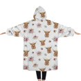 thumbnail image 2 of Oversized Wearable Blanket Hoodie,White Highland Cow Flower Pattern Sherpa Blanket Hoodie with Super Pockets,Super Warm Fuzzy Pullover for Women & Men, 2 of 6