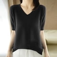thumbnail image 2 of mihongmao Womens Tops Plus Size Women's Knitted Sweater Base Shirt Short Sleeved V-Neck Fashionable Top, 2 of 3