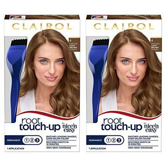 Clairol Root Touch-Up Permanent Hair Color Creme, 6 Light Brown, 1 Count, 3 Pack