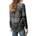 thumbnail image 4 of Fancyglim Women Plus Long Sleeve Henley Shirt V Neck Paisley Tunic Tops Black 3xl, 4 of 5