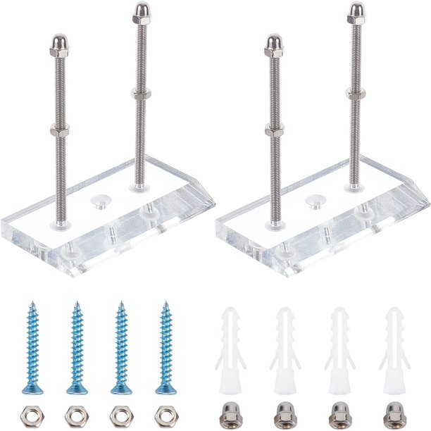 Juego de 2 soportes de pared acrílicos para patinetas de 7,4 x 4,1 cm, con accesorios de hierro para exhibir y almacenar tablas de patinetas.