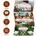 thumbnail image 7 of Orange Blue Fall Round Tablecloth, Fitted Table Cover with Elastic for 36"-44" Round Tables, Pumpkins Botanical Thanksgiving Wooden Table Cloth Outdoor Indoor Dinning Party Waterproof Tablecloths, 7 of 7