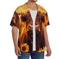 thumbnail image 2 of Balery Vintage Sunflower Cow A Camisa Casual de Manga Corta con Botones para Hombre, Texturizada, Estilo Cubano, para Playa, Verano-XX-Large, 2 of 5