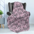 thumbnail image 4 of Abstract Soft Flannel Fleece Blanket, Geometric Patterns Along Floral Ornaments and Wavy Lines Scribbles, Cozy Plush for Indoor and Outdoor Use, 50" x 70", Pale Fuchsia and Eggplant, by Ambesonne, 4 of 5