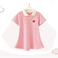thumbnail image 4 of Zpanxa Robes d'Été pour Filles à Manches Courtes Col Doux Rayé Académique Polyester Robe Princesse Rose 9-10 Ans, 4 of 7