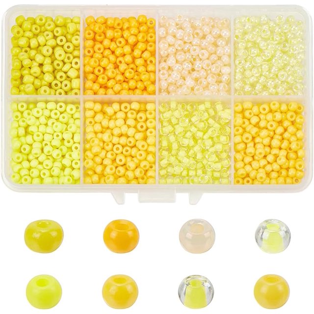 1360 cuentas espaciadoras de 4 mm, 8 colores amarillos, para hacer joyas.