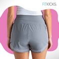 thumbnail image 3 of FITKICKS Airlight Soft Track Shorts with Liner and Mesh Pockets Mid-Rise Waist, Gray Medium (Women’s), 3 of 8