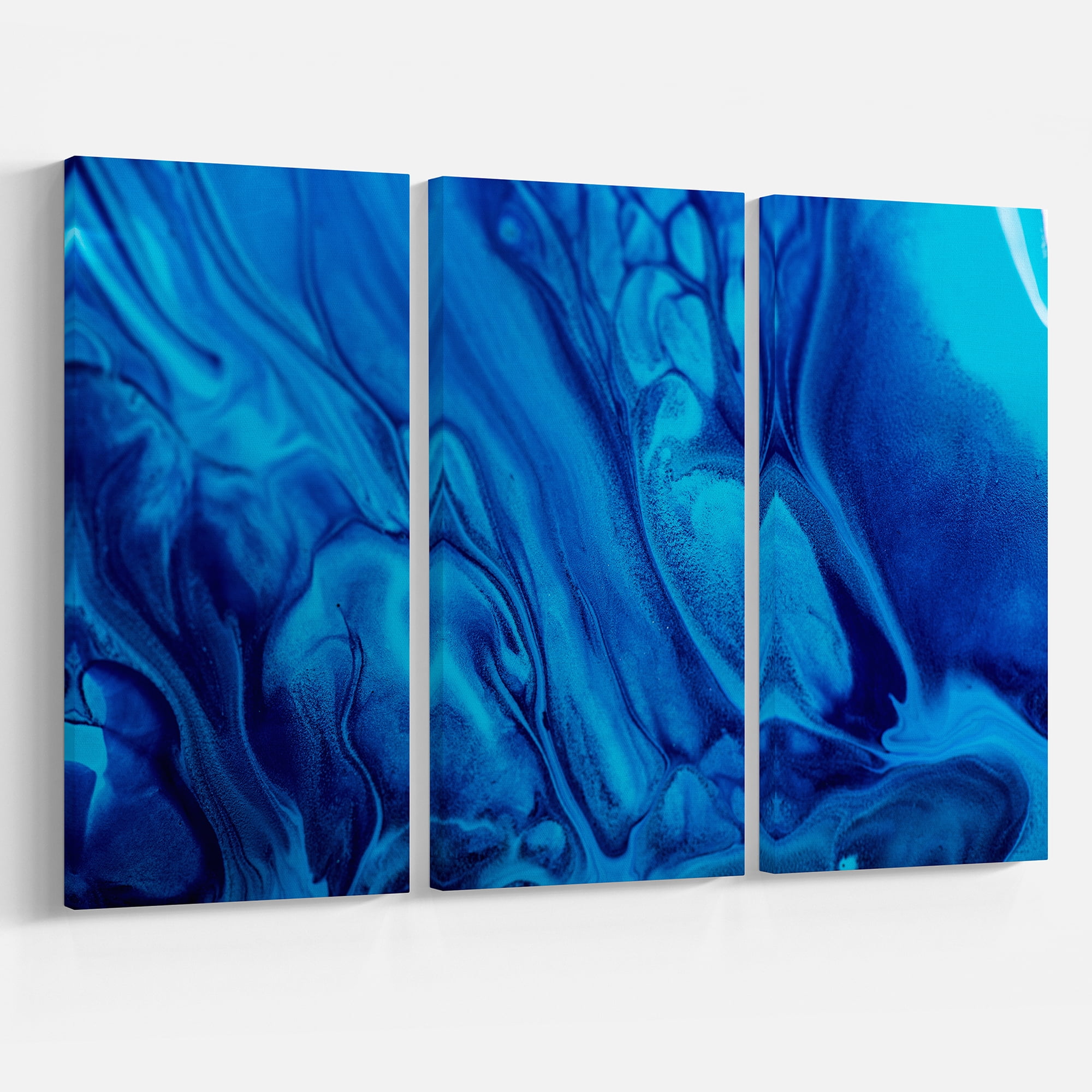 Designart 'Dark Blue Abstract Acrylic Paint Mix ' Abstract Art on Canvas