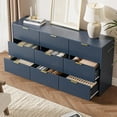 thumbnail image 6 of FURNIWAY Blue 9 Drawer Dresser Fluted Modern Wide Chest Gold Handles Storage Cabinet for Bedroom Living Room Entryway, 6 of 10