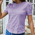 thumbnail image 2 of YOTMKGDO Summer Outfits for Women, Womens Short Sleeve Tops, Spring and Summer New Short Sleeve Round Neck Women Chiffon Ruffle Sleeve Blouse Girl Top, Purple Blouses for Women, XL, 2 of 3
