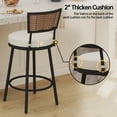 thumbnail image 5 of Outdoor Patio Dining Lawn Chairs Set of 6 Swivel Metal Bar Stools with Cushion Footrest Rattan Backrest, Black, 5 of 8