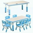 thumbnail image 2 of Kids Table and Chairs Set, Height Adjustable Desk with 6 Seats for Ages 2-10,Arts & Crafts Table,Graffiti Desktop, Non-Slip Legs, Max 300lbs, Children Multi-Activity Table for Classrooms,Daycares,Home, 2 of 7