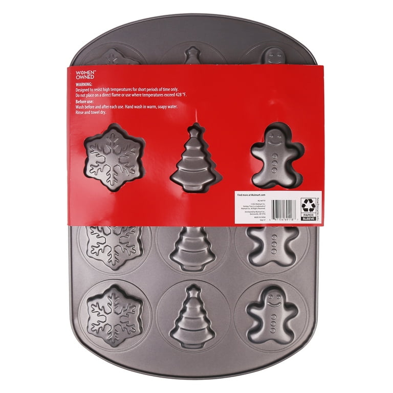 Holiday Time Christmas Non-Stick 12 Cavity Cookie Pan, 11.2 X 16.54 inches,  Carbon Steel