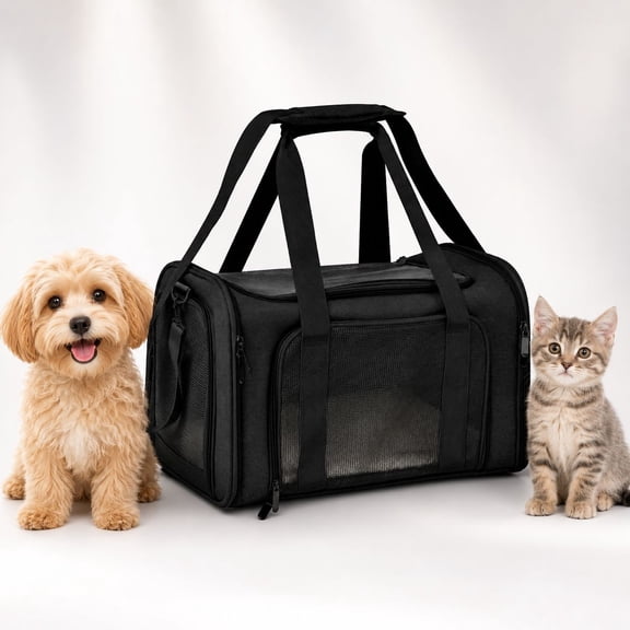 Large Cat Carrier for Small Dogs up to 18 lbs, Soft-Sided Collapsible Travel Bag, 20x13x13