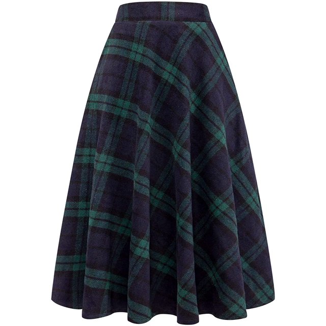 Falda larga de cintura elástica alta para mujer Falda larga acampanada de invierno a cuadros a cuadros Xemadio WMPH-1444-1