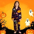 thumbnail image 2 of Kids Halloween Pajamas Size 11-12 Years Childrens Playful Sleepwear Long Sleeve Top and Pants Soft Homewear Pjs for Girls Dark Purple, 2 of 4