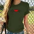 thumbnail image 2 of WREESH Fashion Women's Love Heart T-Shirts Casual Pullover Short Sleeve Graphic Tops Olive Green, 2 of 5