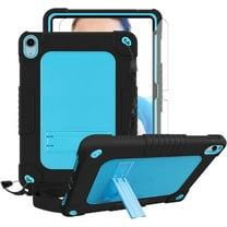 FIEWESEY for iPad 10th Generation 10.9 inch Tablet Case,Shoulder Strap Soft Silicone&Hard Back Shockproof Kids Friendly Case for 10.9 inch iPad 10th Generation Screen Protector (Black/Blue,1 Pcs)