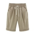 thumbnail image 3 of Uhndy Women's Elastic Waist Bermuda Shorts Short Pocket Short Sports Beach Shorts, Women's Summer Solid Shorts, Strap Shorts with Pockets, S-6XL, 3 of 5
