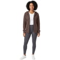 thumbnail image 3 of Women’s Lightweight Cotton Blend Zip Up Hoodie Jacket Brown Medium, 3 of 9