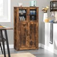 thumbnail image 4 of USIKEY Large Storage Cabinet with 4 Doors, Retro Floor Cabinet with Adjustable Shelf, 42.9”H x 23.6”L x 11.8”W, for Bedroom, Living Room, Rustic Brown, 4 of 9