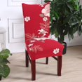 thumbnail image 4 of Set of 6 Dining Chair Covers, Stretch Spandex Dining Room Protector Slipcovers (Style 49, Red), 4 of 6