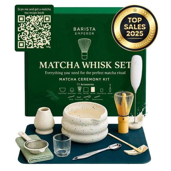 Juego de batidores para matcha Barista Emperor® PREMIUM, 11 unidades con tazón y más
