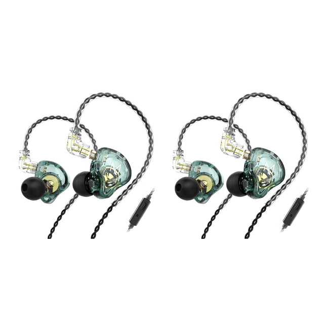 Seitruly Auriculares deportivos intrauditivos con cable de 3,5 mm Auriculares de 0,75 mm Manos libres Teléfono inteligente Correr Caminar Verde con micrófono 2piezas