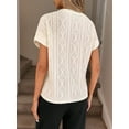 thumbnail image 4 of Hauts d'Été à Manches Courtes pour Femmes en Tricot Texturé Col Rond T-Shirts pour Enseignants Couleur L, 4 of 9