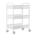 thumbnail image 3 of Yeacher Multifunctional 3-Tier Mesh Wire Rolling Cart Kitchen Bedroom Bathroom Living Storage Rack Organizer--White, 3 of 8