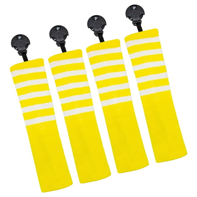 4 Uds. De cubiertas para cabeza de palo de Golf, reemplazo de cubierta de madera de calle con estilo raya amarilla Zulema Fundas para cabezas de palos de golf