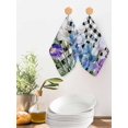 thumbnail image 2 of Spring Flowers Kitchen Dish Towels for Drying Dishes Set of 3, Watercolor Blossom Floral Black Plaid Waffle Weave Microfiber Hand Tea Bathroom Towels Quick Dry & Absorbent Towel 12x12, 2 of 7