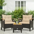 thumbnail image 4 of Barara King Outdoor Patio Furniture Sets, Conversation Set,3 Pieces Patio Rattan Furniture Set with Removable Cushions-Beige, 4 of 10