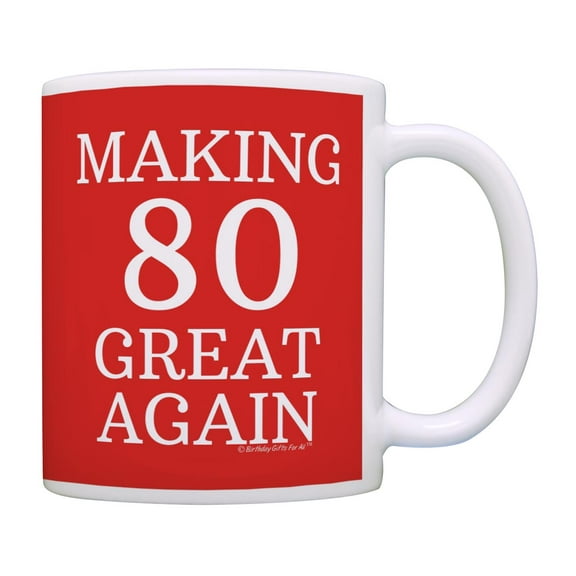 ThisWear 80th Birthday Gifts Making 80 Great Again Conservative 11 ounce Coffee Mug Red