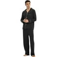 thumbnail image 2 of U2SKIIN Mens Cotton Pajama Set, Soft Lightweight Long Sleeve Button Up Sleepwear with Pockets,(Black,2XL), 2 of 6