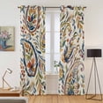 thumbnail image 2 of Kitchen Curtains 84 Inch Length 2 Panels, Paisley Flower Grommets Window Treatment Curtain, Spring Watercolor Vintage Floral Leaf Plant Thermal Curtains Drapes for Living Room/Bathroom, 2 of 9