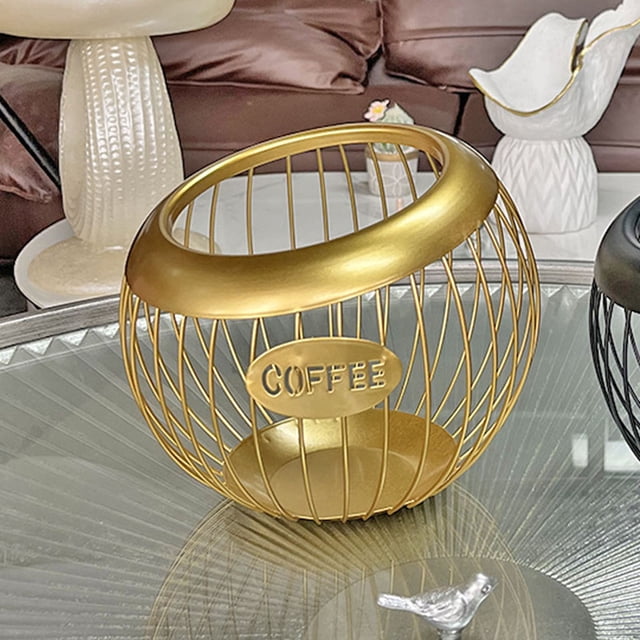 Large Capacity Coffee Pod Holder, Espresso Capsule Storage Organizer, Coffee Pod Holder, Espresso Capsule Storage Organizer, Wire Basket with Compact Size, for Coffee Bar Counter