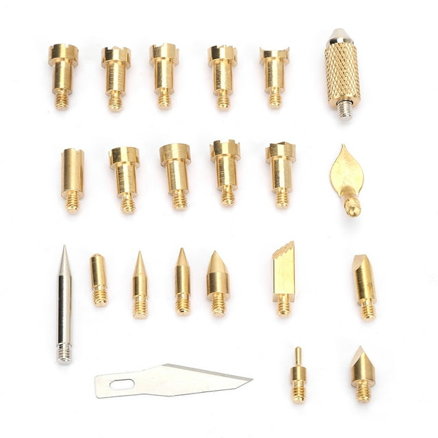 Wood Burning Pen Tip, 22Pcs Brass Soldering Iron Tips Wood Burning Pen Tip Pyrography Welding Tool 60W
