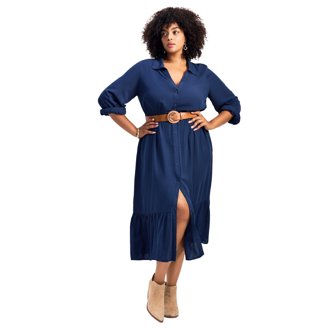 avenue plus size denim dress Avenue Women's Plus Size Denim Tiered Shirtdress