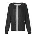 thumbnail image 3 of SKSloeg Scrub Jackets Women, Women Long Sleeve Pocket Working Stand-up Collar Solid Color Single-breasted Protective Cardigan Jacket Top Black M, 3 of 4