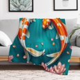 thumbnail image 5 of NIANHE Koi fish flowers blanket, printed design, winter sofa dormitory home decoration, must-have travel product. Size is 50x60 inches., 5 of 9