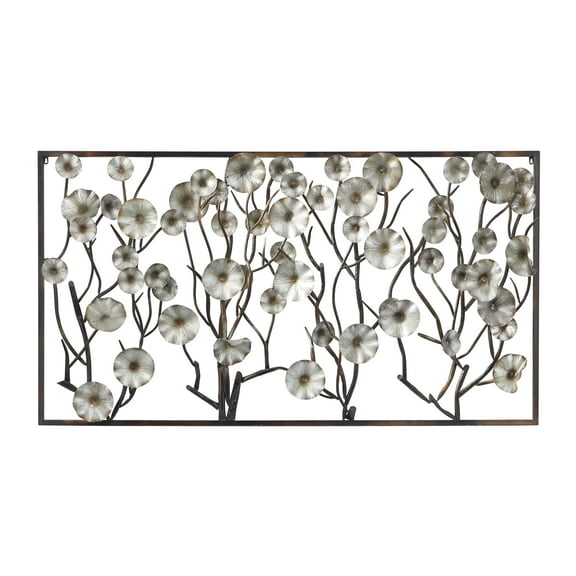 DecMode Indoor Silver Metal Traditional Floral Wall Decor