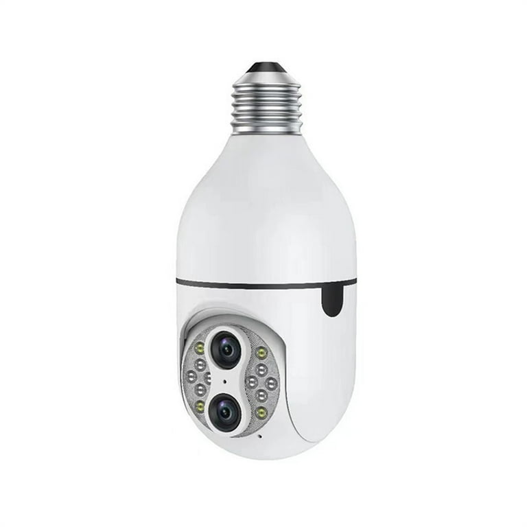 Dual Lens Security Camera,10X Zoom Light Bulb Camera, 2.4Ghz Pan