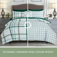 thumbnail image 2 of Elegant Comfort 8-Piece Lodge Plaid Reversible Comforter Set-All Season Bed in a Bag, 4-Piece Sheet Set Featuring Smart Pockets,King/California King, Emerald Green, 2 of 5
