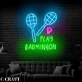 thumbnail image 2 of C-CRAFT Badminton Racket Shuttlecock Neon Led Light Wall Art for Badminton Sport Shop Decor, 2 of 4