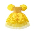 thumbnail image 6 of QEFJNO Baby Girl Short Sleeve Belle Princess Dress Infant Toddler Halloween Birthday Christmas Party Dress Up Clothes 2-3T, 6 of 13