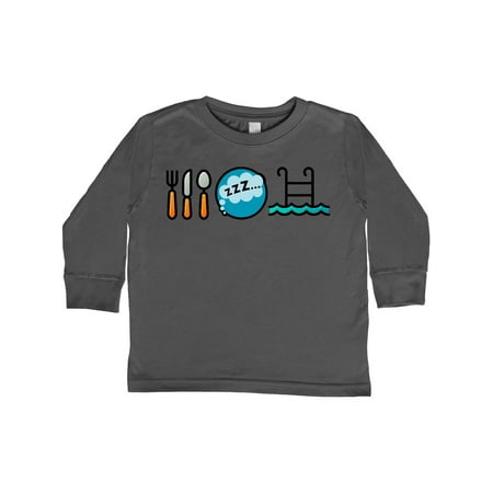 

Inktastic Swimming Eat Sleep Swim Gift Toddler Boy or Toddler Girl Long Sleeve T-Shirt
