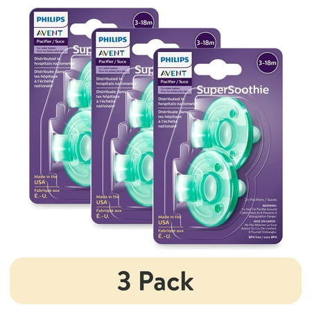 (3 pack) Philips Avent Soothie Pacifier, 3-18 Months, Green, 2 Pack, SCF192/05