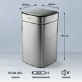 thumbnail image 3 of Tramontina 3.17-Gallon Stainless Steel Touchless Waste Bin with SS Capped Lid, Motion Sensor, Bag Tuck Hole, 3 of 6