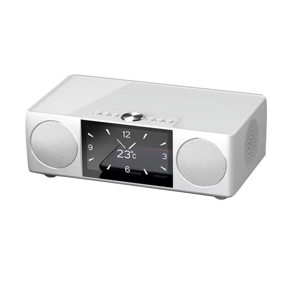 NEW Video Bluetooth Speaker Theater K-Song Record Sound Music System with AUX USB TF Alarm Clock Fm Radio LED Display White